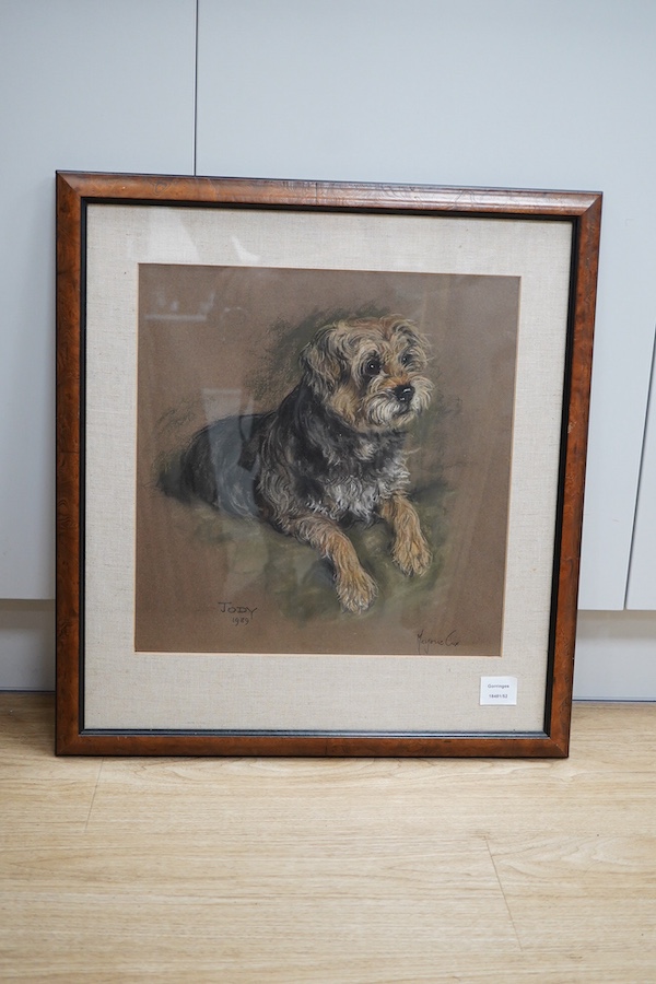 Marjorie Cox (1915-2003), Study of a terrier named Jody, signed and dated 1989, heightened pastel, 40 x 39cm